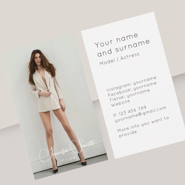 Model Actress add your own photo Business Card (Creator Uploaded)