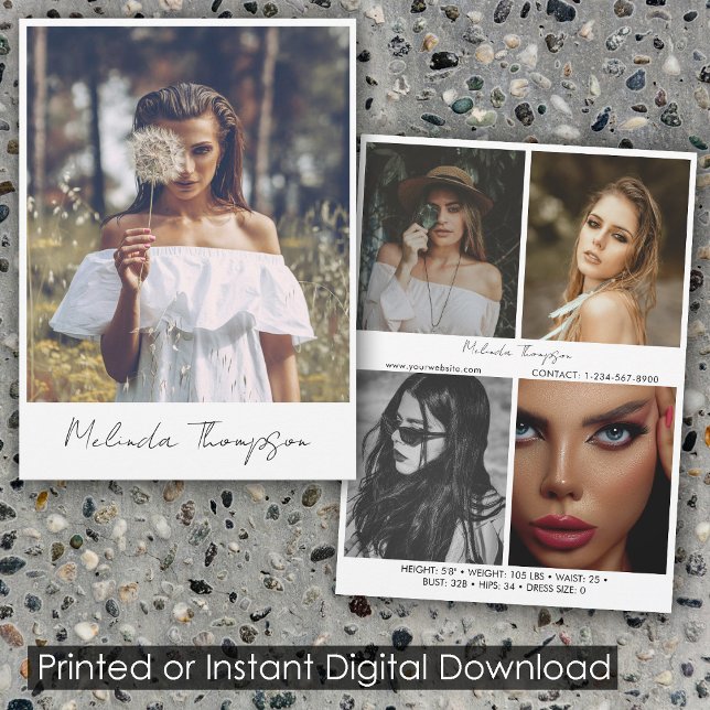 Model Actress Modelling Comp Card 5 Photo White  (Model Actress Modeling Comp Card 5 Photo White)