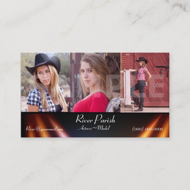 Model Headshot Business Cards Actors & Models (Front)