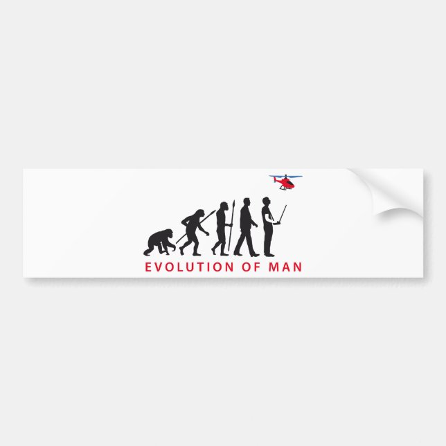 Model helicopter remote control evolution bumper sticker (Front)