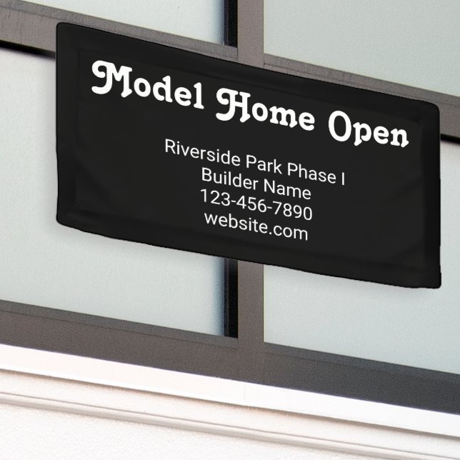 Model Home Open Builder New Construction Black Banner (Outside Building)