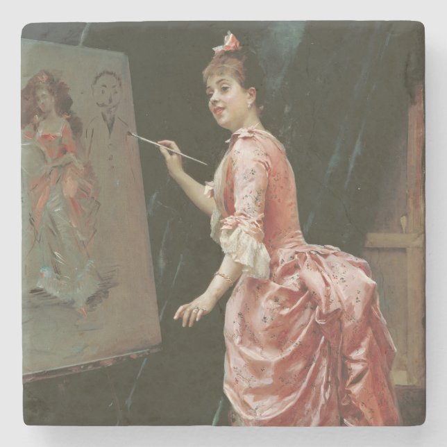 Model Making Mischief (by Raimundo de Madrazo) Stone Coaster (Front)