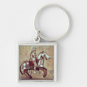 Model of a barded horse and rider, c.1640 key ring