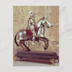 Model of a barded horse and rider, c.1640 postcard