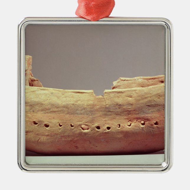 Model of a boat with a high poop deck metal ornament (Front)