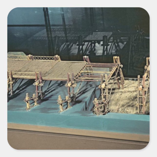 Model of a bridge over the Rhine Square Sticker (Front)