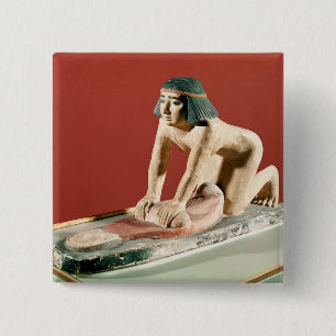 Model of a woman grinding grain, Old Kingdom 15 Cm Square Badge
