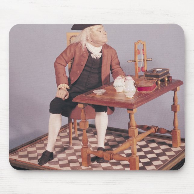 Model of Benjamin Franklin  at his table Mouse Pad (Front)