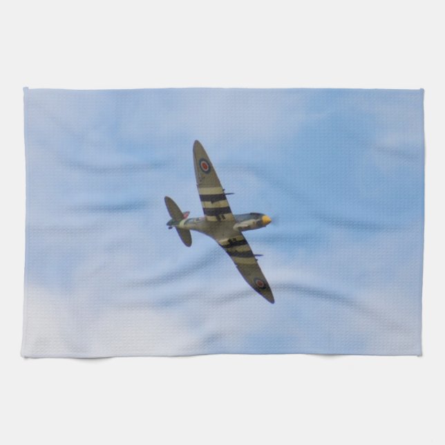 Model of Spitfire MK IX MK923 Tea Towel (Horizontal)
