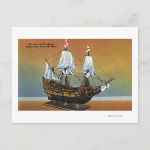 Model of the Mayflower in Pilgrim Hall View Postcard