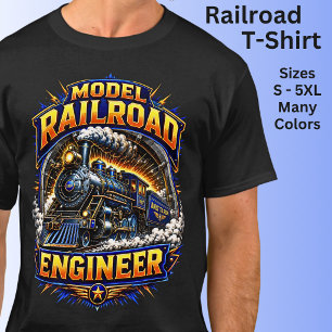 Model Railroad Engineer Steam Train T-Shirt