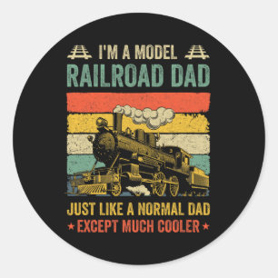 Model Railroad Train Cool Dad Fathers Day Retro Classic Round Sticker