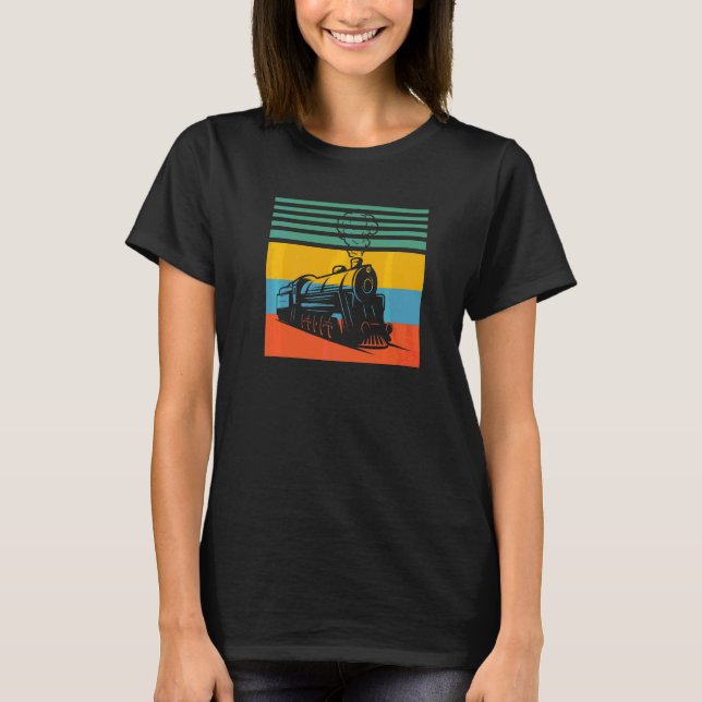 Model Railway Train Retro T-Shirt (Front)