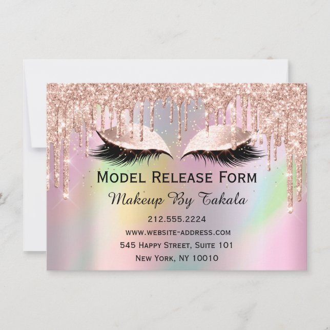 Model Release Form Makeup Artist Holographic Invitation (Front)
