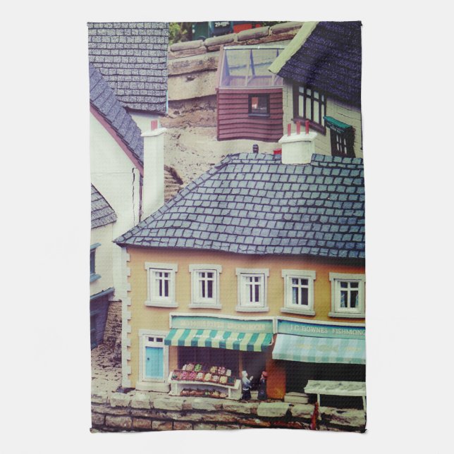 Model Seaside Buildings Tea Towel (Vertical)