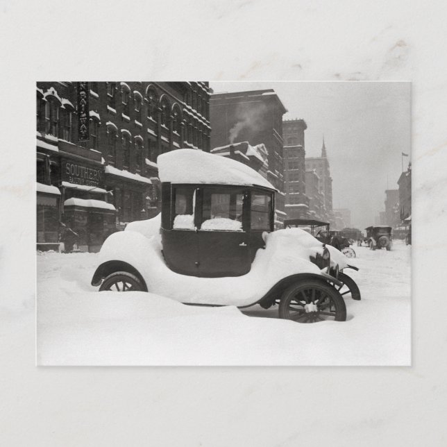 Model T Buried in Snow, 1922 Postcard (Front)