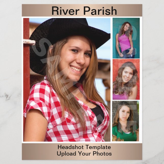 Model Template Headshot Comp Cards (Front)