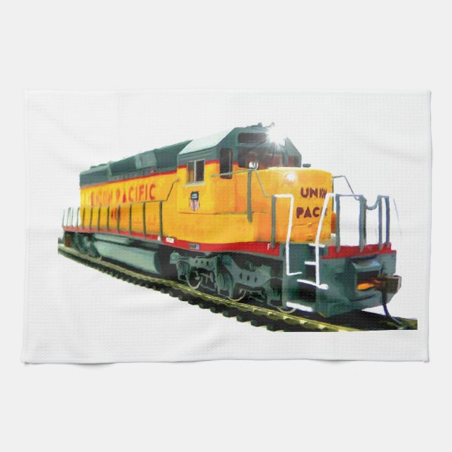 Model U.P. Diesel Locomotive Tea Towel (Horizontal)