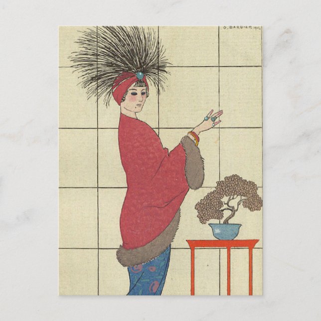 Model with Fox Trimmed Coat Postcard (Front)