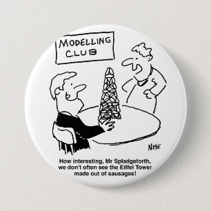 Modelling Eiffel Tower Cartoon 7.5 Cm Round Badge
