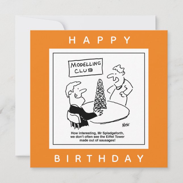 Modelling Eiffel Tower Cartoon Card (Front)