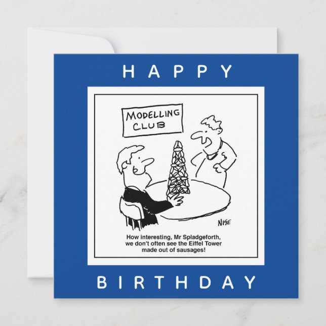 Modelling Eiffel Tower Cartoon Card (Front)
