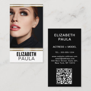 Models and Actors Headshot Photo Faux Gold Frame  Business Card