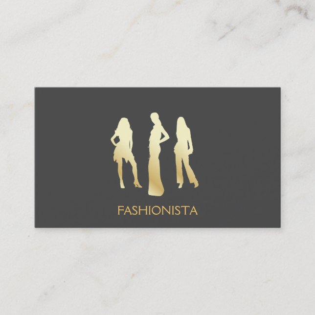 Models (gold) Grey background Business Card (Front)
