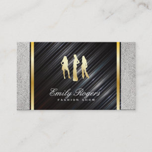 Models / Metallic & White Leather / Gold Trim Business Card