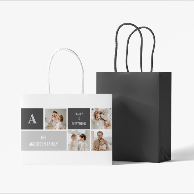 Moden 3Collage Photo & Grey Best Family Gift Large Gift Bag (Creator Uploaded)