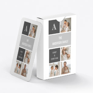 Moden 3Collage Photo & Grey Best Family Gift Playing Cards