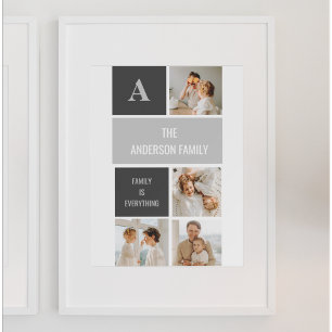Moden 3Collage Photo & Grey Best Family Gift Poster