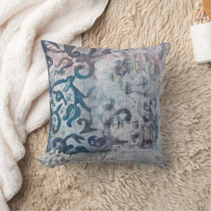 Moden Abstract Painting Azure Elegy Cushion