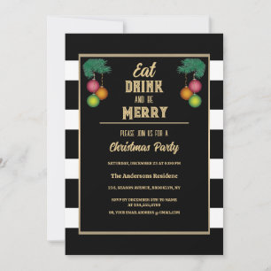 Moden Chic Eat Drink And Be Merry Christmas Party Invitation