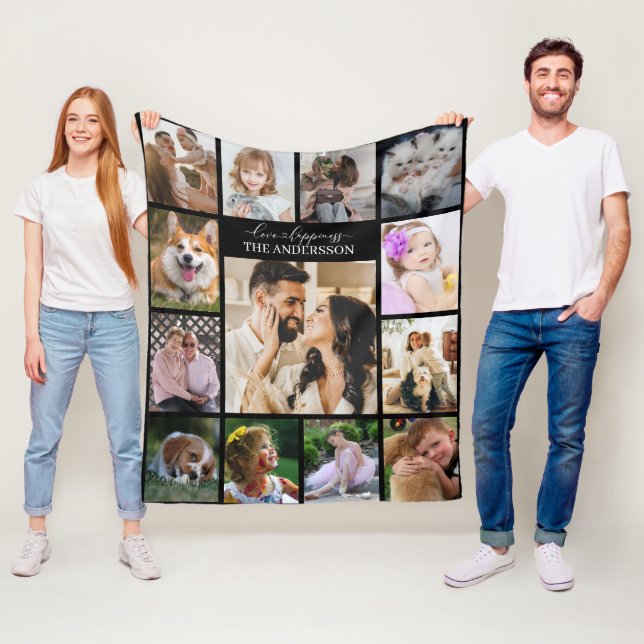 Moden Family PHOTO Collage 13 Picture and Personal Fleece Blanket (In Situ)