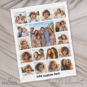 Moden, Minimal Photo Grid with 17 Photos Fleece Blanket