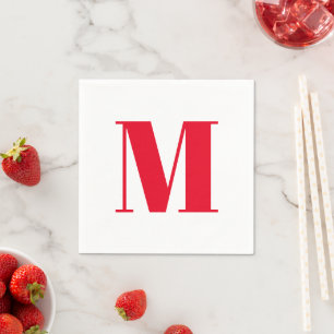 Moden monogram red custom initial letter elegant napkin