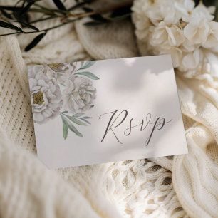 Moden Off White & Ivory Watercolor Floral RSVP Card