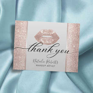 Moden Rose Gold Glitter Beauty Salon Thank You Postcard