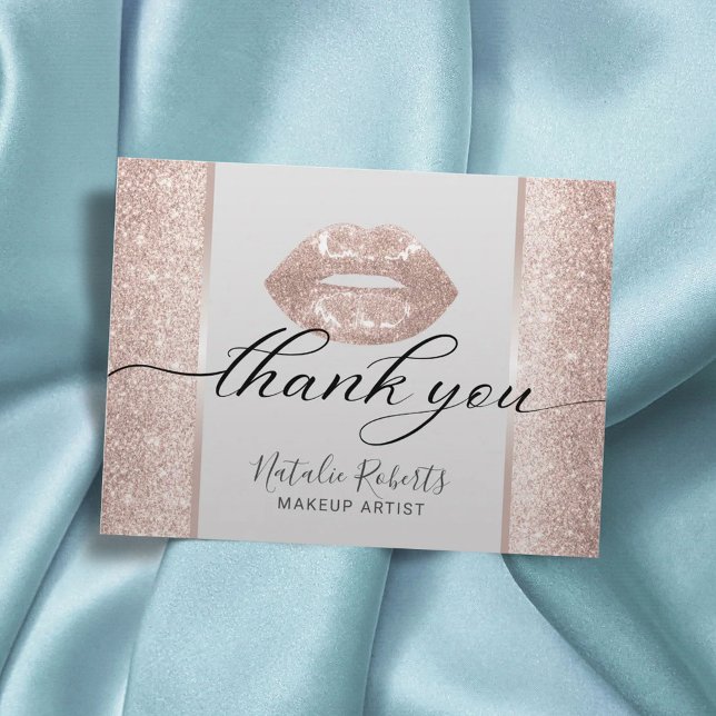 Moden Rose Gold Glitter Beauty Salon Thank You Postcard (Creator Uploaded)