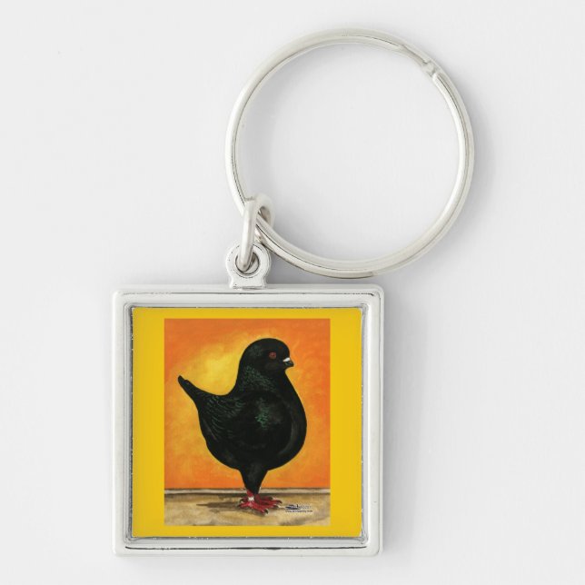 Modena Black Schietti Pigeon Key Ring (Front)