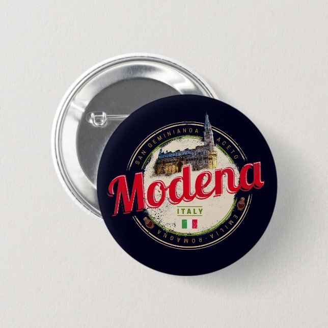 Modena Emilia-Romagna Balsamic Italy Souvenir 6 Cm Round Badge (Front & Back)