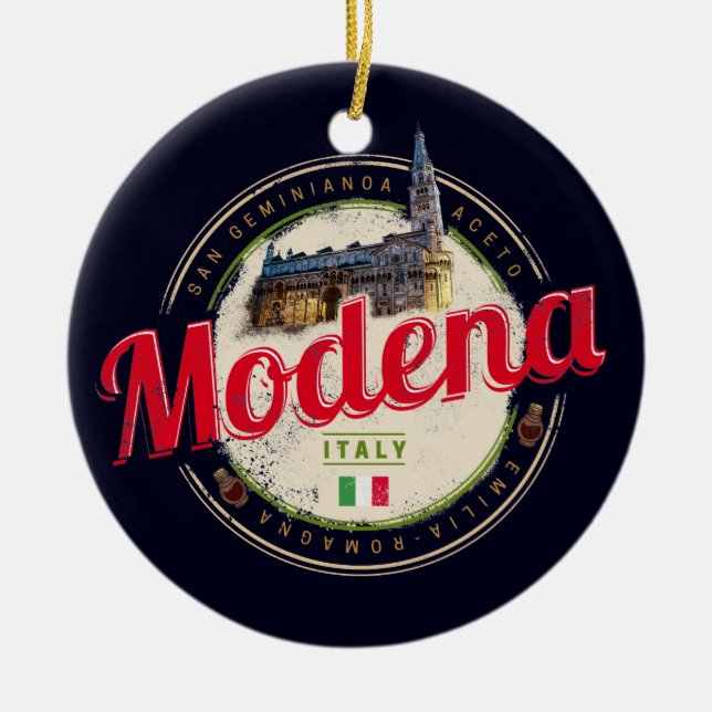 Modena Emilia-Romagna Balsamic Italy Souvenir Ceramic Ornament (Front)
