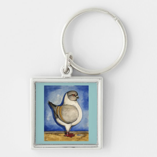 Modena Silver Gazzi Pigeon Key Ring (Front)