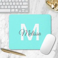 moder chic minimalist monogram turquoise aqua blue