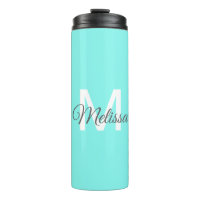 moder chic minimalist monogram turquoise aqua blue