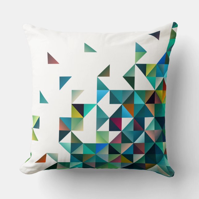 Moder Colourful Geometric Shapes Triangles Pattern Cushion (Front)