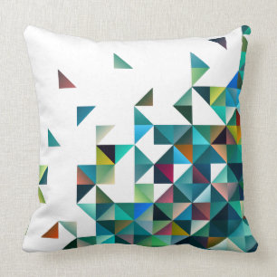 Moder Colourful Geometric Shapes Triangles Pattern Cushion