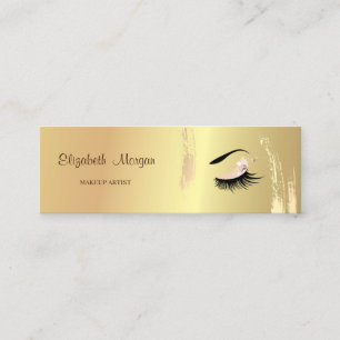 Moder Elegant, Gold Brush Stroke, Lashes, Makeup Mini Business Card