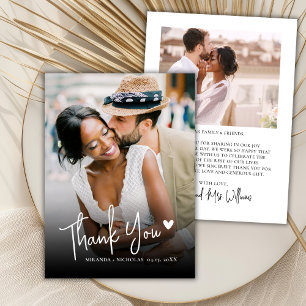 Moder Heart Script 2 Photo Wedding Thank You Card